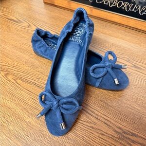 Vince Camuto Navy Suede Bow Ballet Flats